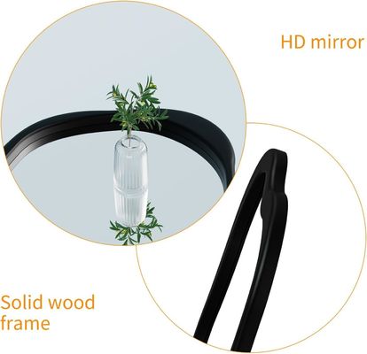 Rustico Legno Nero Inquadratura Parete asimmetrica Specchio ondulato per soggiorno Camera da letto Entrata Bagno