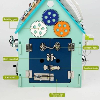 Montessori Giocattoli in legno Casa occupata Puzzle multifunzionale Scatola del tesoro sbloccante Verniciato