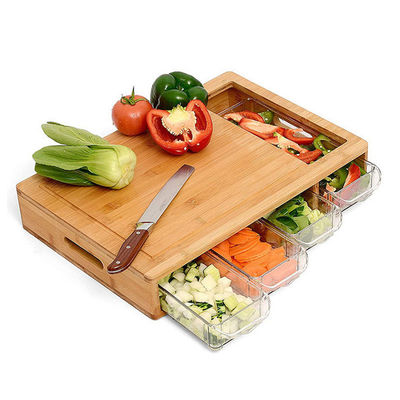 OEM ODM Accettato classico rettangolo BAMBOO Tavola di taglio con contenitori a scanalatura di succo