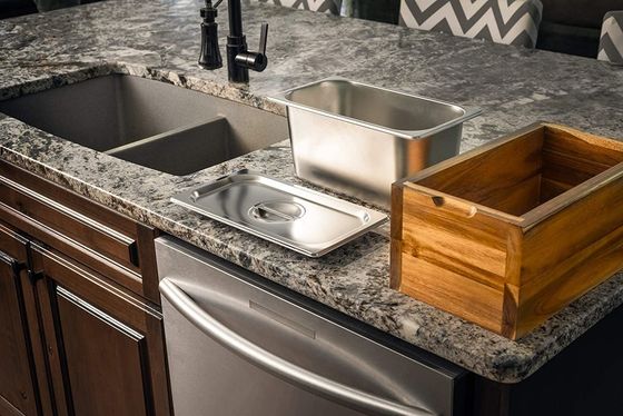 Casella di legno di acacia, vassoio di compost anti ruggine, contenitore di acciaio inossidabile