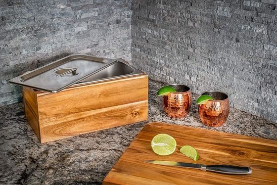 Casella di legno di acacia, vassoio di compost anti ruggine, contenitore di acciaio inossidabile