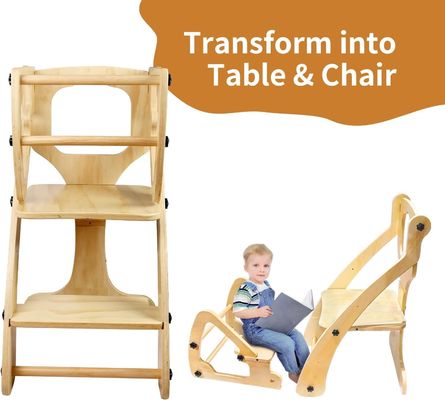 Torre di aiuto in legno di design moderno regolabile in altezza per bambini piccoli