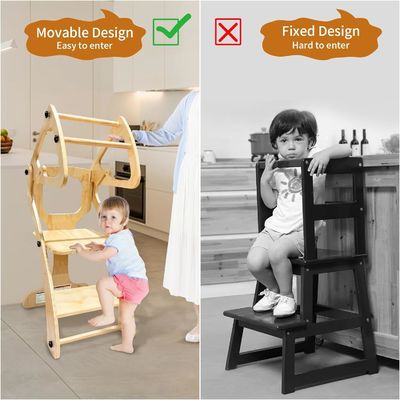 Torre di aiuto in legno di design moderno regolabile in altezza per bambini piccoli