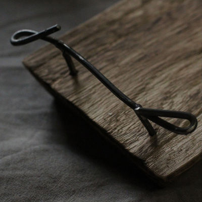 Tavolo di servizio in legno naturale rustico con maniglie metalliche OEM ODM accettato