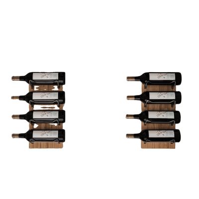 Scaffaletto per vino in legno da parete per schermo da parete supporti neri customizzato 8 bottiglie