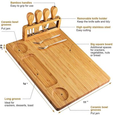 Coltelli da formaggio in acciaio inossidabile Set di carte di formaggio in bambù per la cioccolata e la preparazione