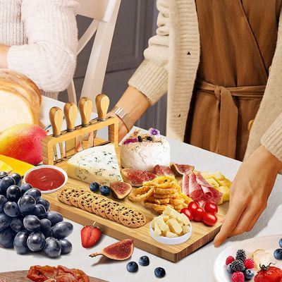 Coltelli da formaggio in acciaio inossidabile Set di carte di formaggio in bambù per la cioccolata e la preparazione