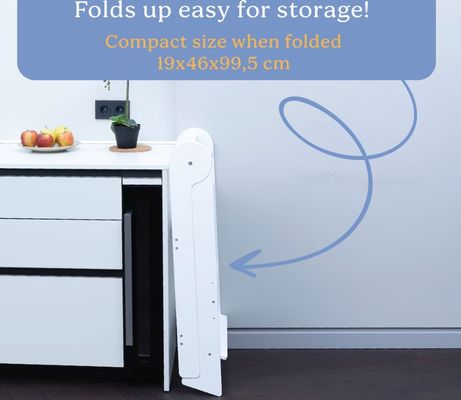 Stampa di sgabelli da cucina per bambini piccoli bruciati con 3 altezze regolabili ripiegate Sì