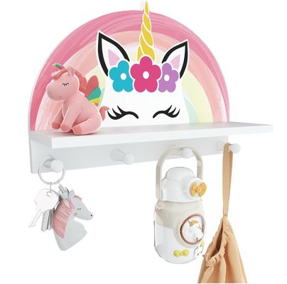 Mensola galleggiante e ganci Multifunzionale Rack per abiti per bambini Decorazione della camera da letto per ragazze