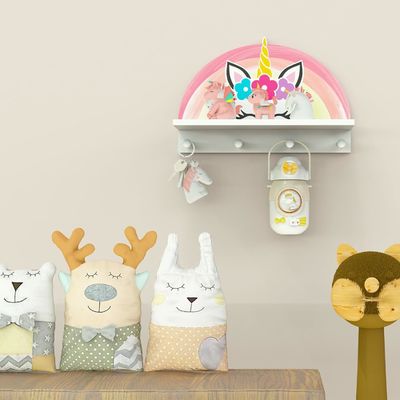 Mensola galleggiante e ganci Multifunzionale Rack per abiti per bambini Decorazione della camera da letto per ragazze