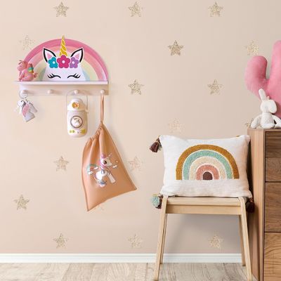 Mensola galleggiante e ganci Multifunzionale Rack per abiti per bambini Decorazione della camera da letto per ragazze