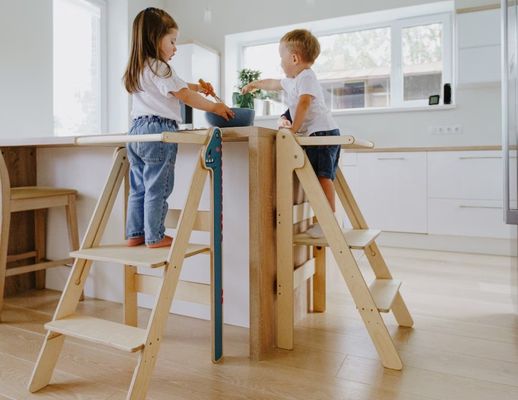 Scaffale pieghevole per l'apprendimento di dimensioni comuni o personalizzate Montessori
