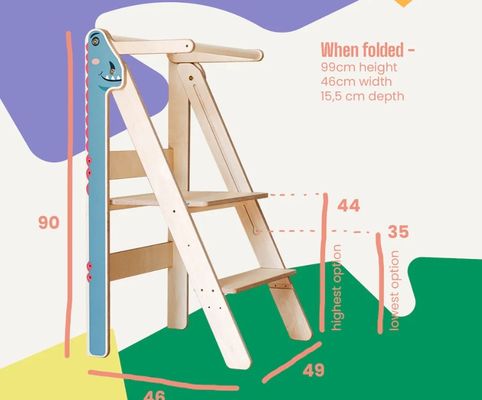 Scaffale pieghevole per l'apprendimento di dimensioni comuni o personalizzate Montessori