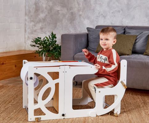 7 in 1 convertibile Tavolo torre per bambini con sedile a schiena Migliora l'apprendimento e il divertimento in cucina