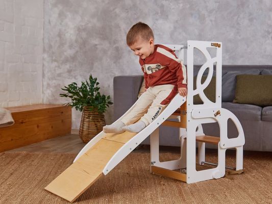 7 in 1 convertibile Tavolo torre per bambini con sedile a schiena Migliora l'apprendimento e il divertimento in cucina