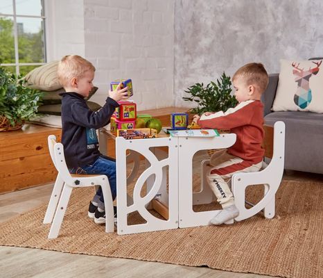 7 in 1 convertibile Tavolo torre per bambini con sedile a schiena Migliora l'apprendimento e il divertimento in cucina