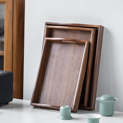 Logo personalizzato accettabile vassoio di servizio in legno di noce con maniglie