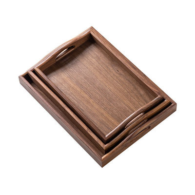 Logo personalizzato accettabile vassoio di servizio in legno di noce con maniglie