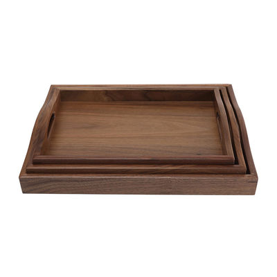 Logo personalizzato accettabile vassoio di servizio in legno di noce con maniglie