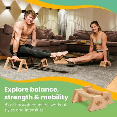 Parallettes di legno spingere le barre PowerBars per il fitness interno Durable Handstand Trainer