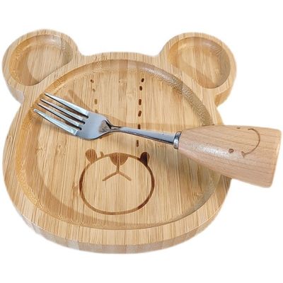Stile semplice Logo personalizzato Piatti Bambù Bambino Set con forchette e cucchiai