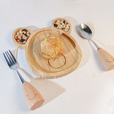 Stile semplice Logo personalizzato Piatti Bambù Bambino Set con forchette e cucchiai