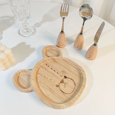 Stile semplice Logo personalizzato Piatti Bambù Bambino Set con forchette e cucchiai