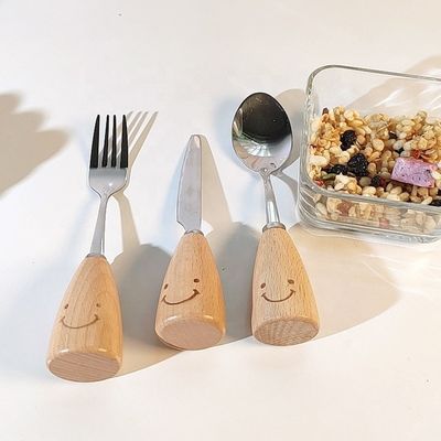 Stile semplice Logo personalizzato Piatti Bambù Bambino Set con forchette e cucchiai