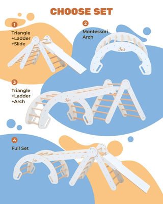 Imballaggio postale Y Sala giochi Gym Climber Legno naturale Arco di arrampicata per bambini giocattolo di apprendimento