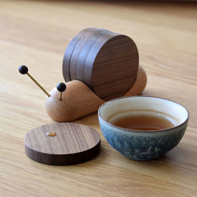 Cappottole di Noce Nera Design Creativo Snail Tazza Di Isolamento In Legno Piatto Moderno Stile