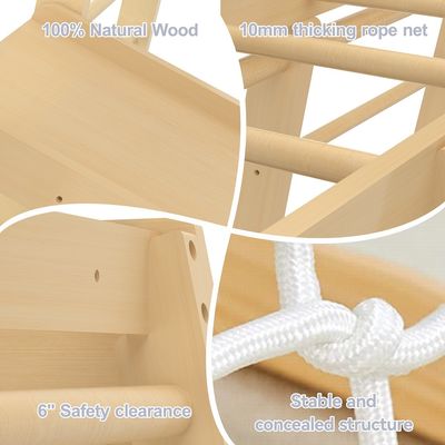 Giocattoli di arrampicata in legno per bambini piccoli per parco giochi interno e gioco stampa incisione laser