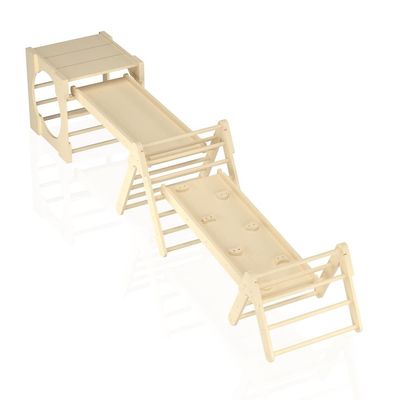 Giocattoli di arrampicata triangolare 5 in 1 Gym di arrampicata per bambini in legno con rampa e scivolo
