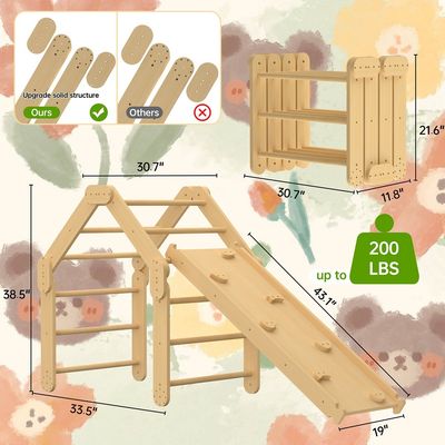 Commerciale 2 in 1 triangolo scalatore con rampa legno pieghevole Montessori indoor giocattoli di arrampicata