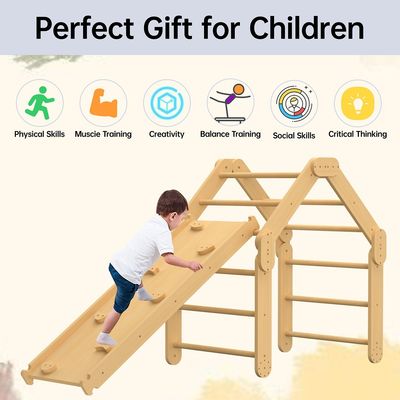 Commerciale 2 in 1 triangolo scalatore con rampa legno pieghevole Montessori indoor giocattoli di arrampicata