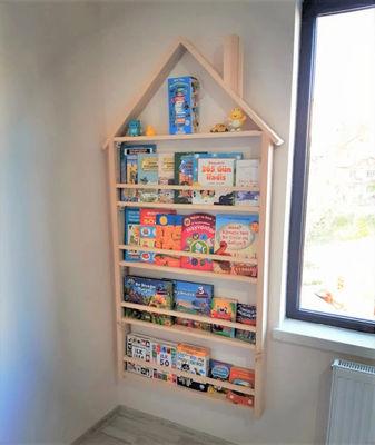202406 Libreria per bambini Parete in legno Montessori Legno massello Rack per pareti per bambini Dimensioni personalizzate