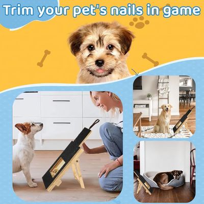 Pad per la cura delle unghie per cani in legno per uso domestico con scatola per snack