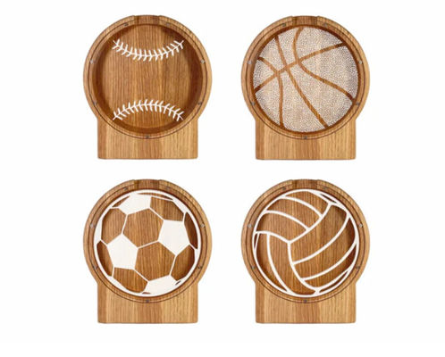 Logo personalizzato Piggy Bank di legno Bambini Risparmio sportivo Tematica di baseball colore semplice