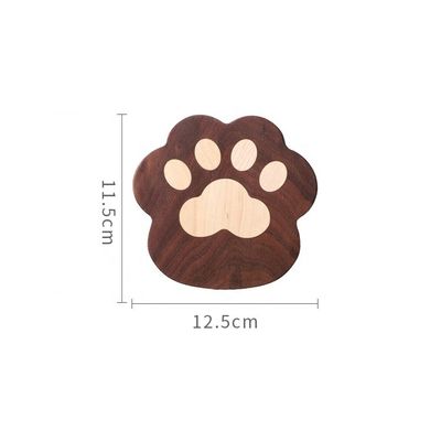 Fashion Cat Claw Shape Walnut Cup Mat Coasters 11.5x12.5x1.2cm per il logo personalizzato