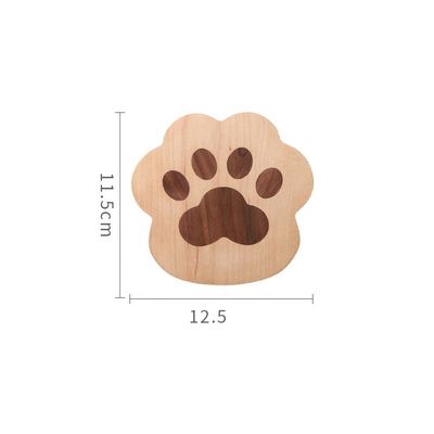 Fashion Cat Claw Shape Walnut Cup Mat Coasters 11.5x12.5x1.2cm per il logo personalizzato