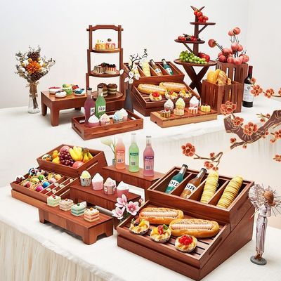 Catering Hotel Decorativo Pane Dessert Cibo Rack Legno Buffet Sweet Sushi Display Stand