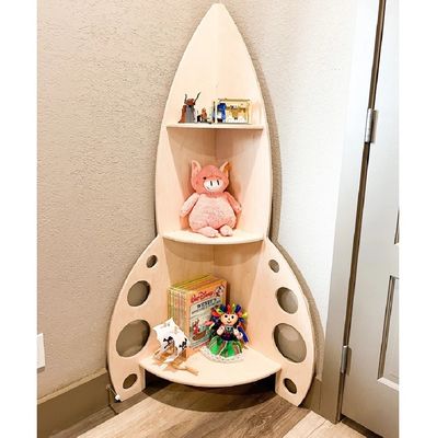 Libreria in legno Stampa laser incisione Montessori Ripiano di giocattoli per la stanza dei bambini Magazzino