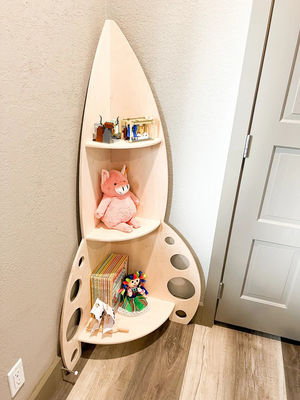 Libreria in legno Stampa laser incisione Montessori Ripiano di giocattoli per la stanza dei bambini Magazzino