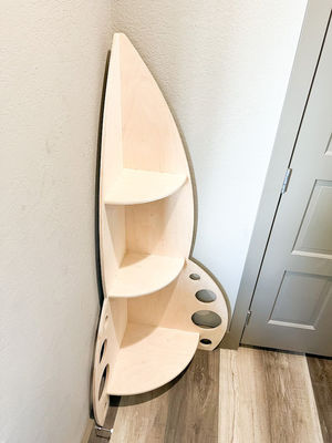 Libreria in legno Stampa laser incisione Montessori Ripiano di giocattoli per la stanza dei bambini Magazzino