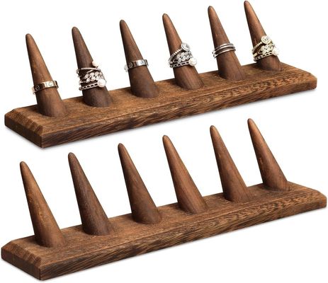 Organizzatore di supporto a display a doppio livello per gioielli in legno personalizzati con logo