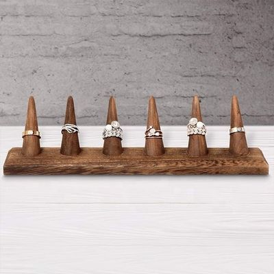 Organizzatore di supporto a display a doppio livello per gioielli in legno personalizzati con logo