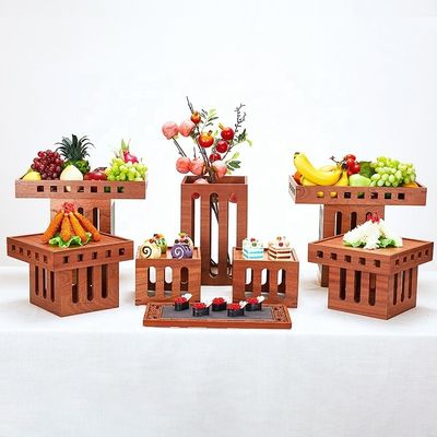 Sapele Buffet in legno Catering Food Display Rack Pane Torta in legno Dessert Sushi Display Stand