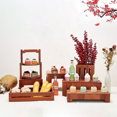 Sapele Buffet in legno Catering Food Display Rack Pane Torta in legno Dessert Sushi Display Stand