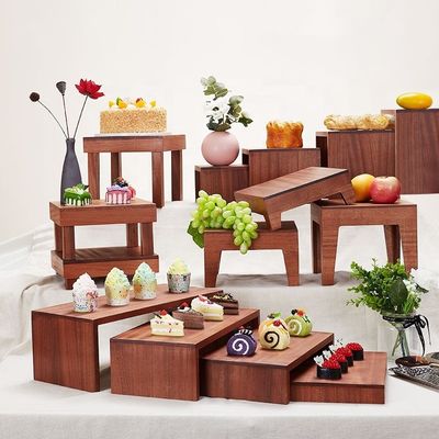 Catering Hotel Decorativo Pane Dessert Cibo Rack Legno Buffet Sweet Sushi Display Stand