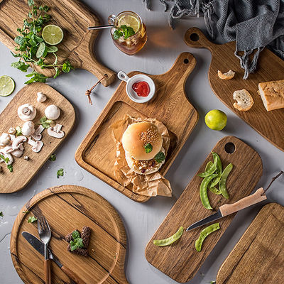 Tavola di pane di legno di noce nera per frutta e porzione 40x23cm