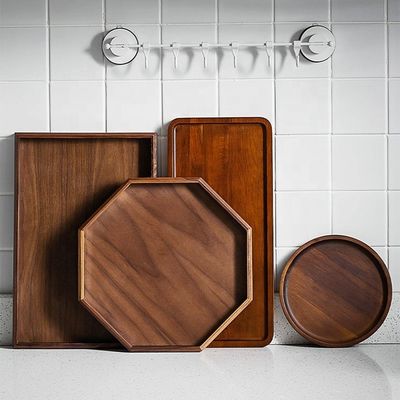 Tavolo di servizio in legno di noce di acciaio a forma rotonda ottagonale 30x20x3 cm con stampa a fuoco